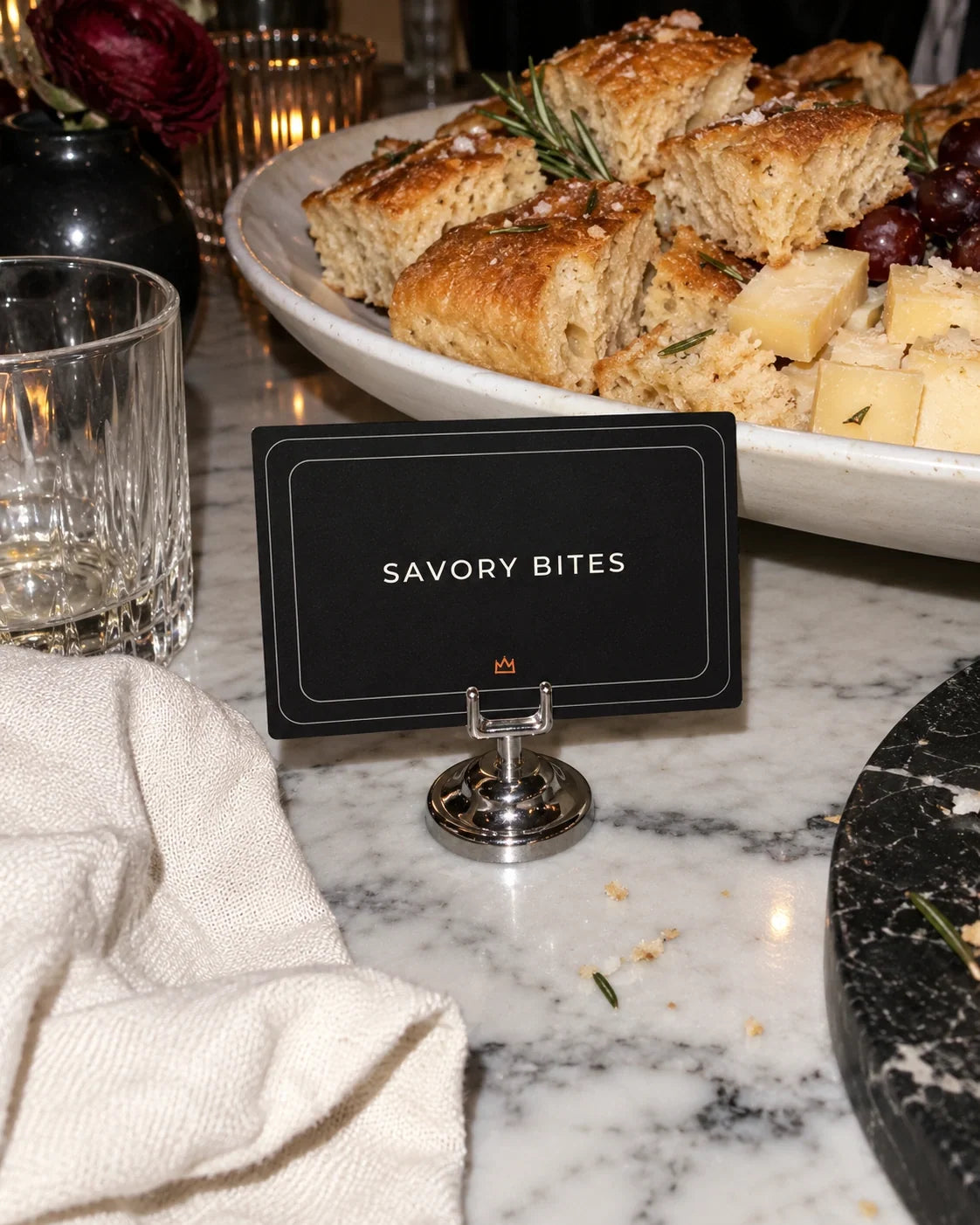 Crow & Crown halloween edit savory bites buffet label — printable shown in use