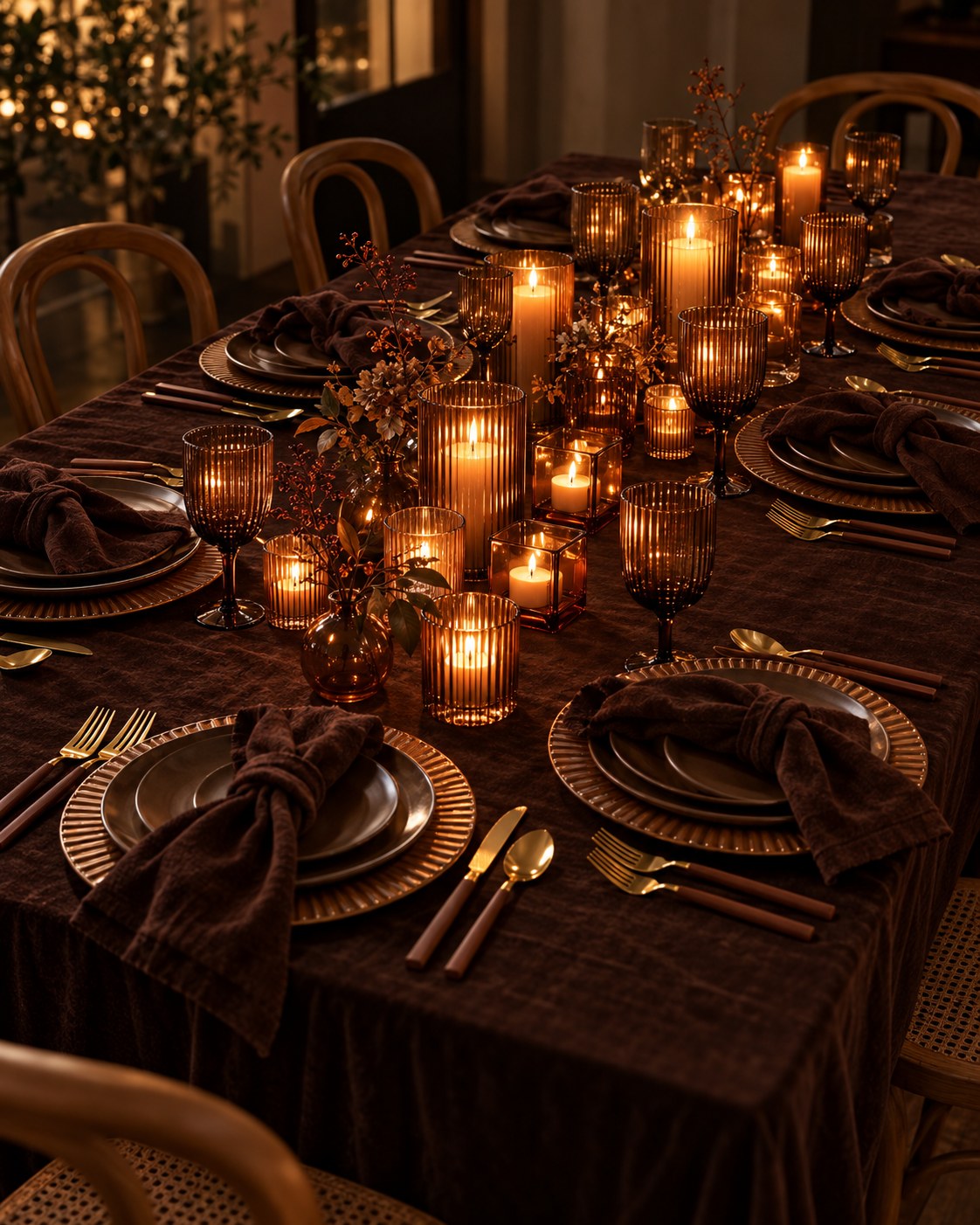 AI styling concept: Amber After Dark: original Shop the Look inspiration image for this Thanksgiving tablescape