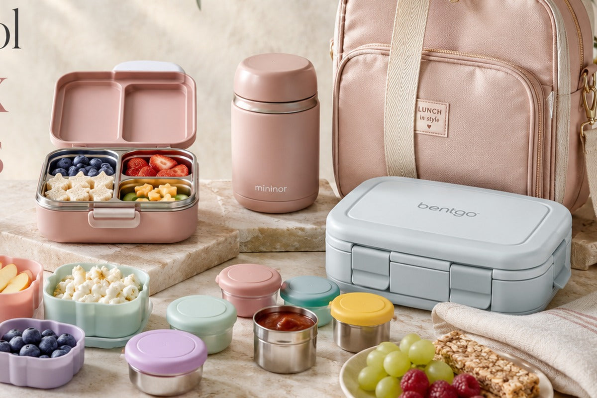 Affordable back-to-school lunch accessories including reusable containers, utensils and ice packs