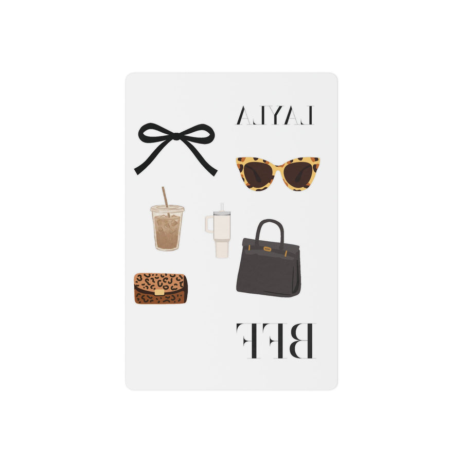 Personalized 4 × 6 fashion temporary tattoo sheet with custom name and accessory artwork