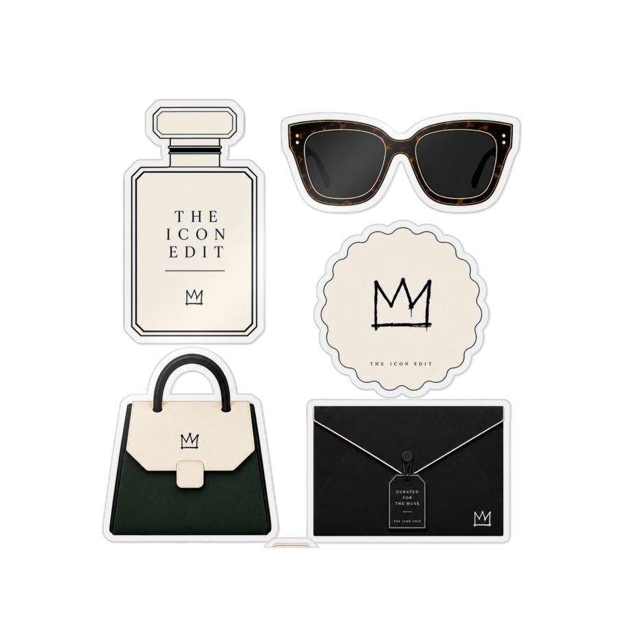 The Icon Edit die-cut fashion accessory sticker designs on transparent film