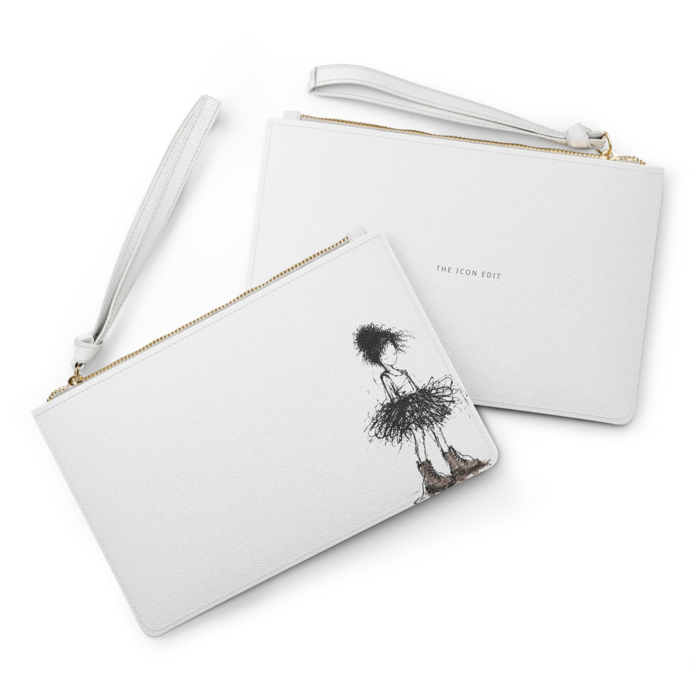 Whimsical Ballerina Sketch Clutch Bag