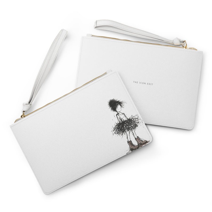 Whimsical Ballerina Sketch Clutch Bag