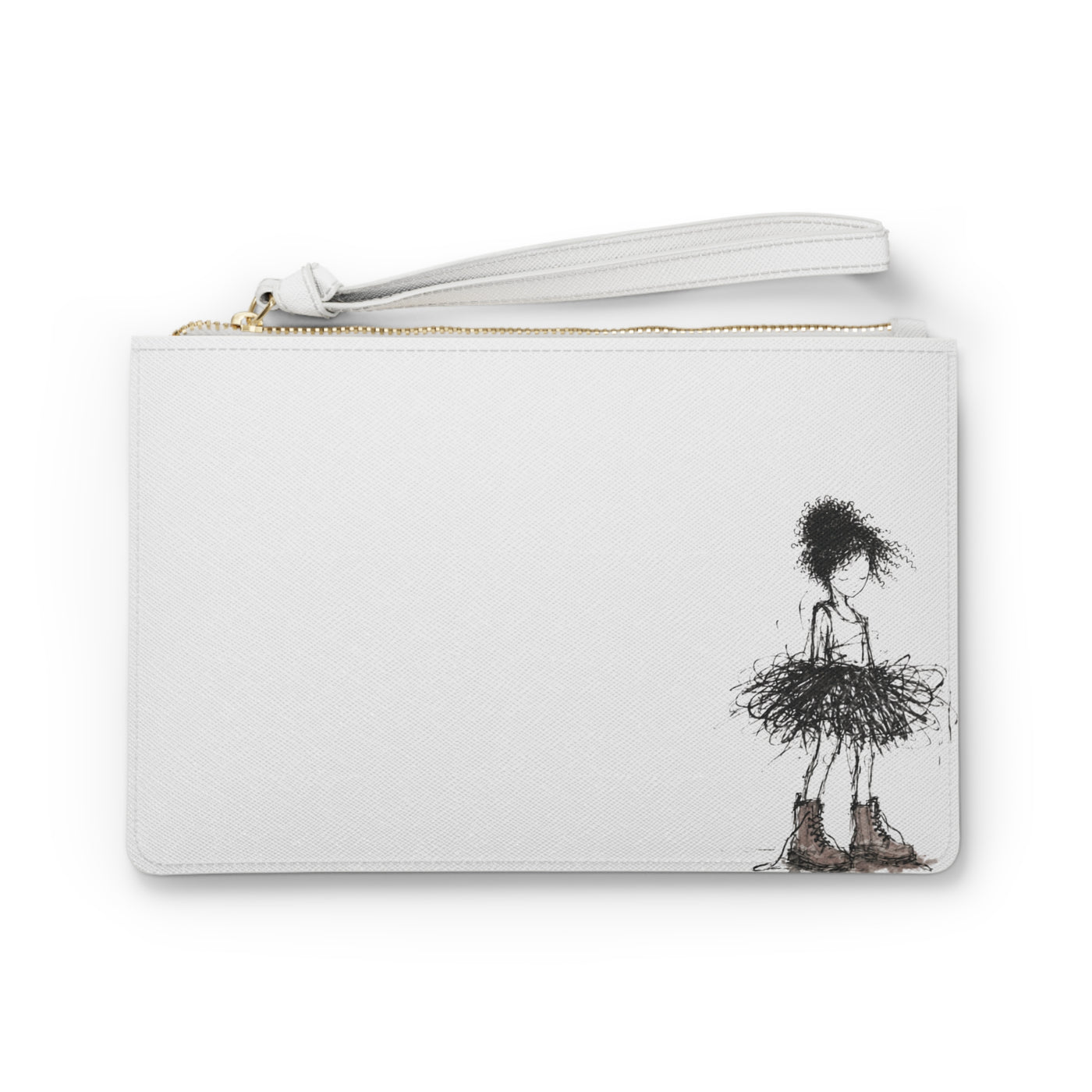 Whimsical Ballerina Sketch Clutch Bag