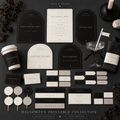 Halloween printable collection flat lay with signs, menus, wraps, tags, labels and round toppers