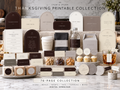 Thanksgiving 76-page printable collection overview arranged in rows on marble