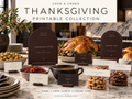 Thanksgiving printable buffet display with welcome sign, food labels and favor tags