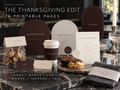 Thanksgiving printable overview with station signs, food labels, cup wraps and toppers