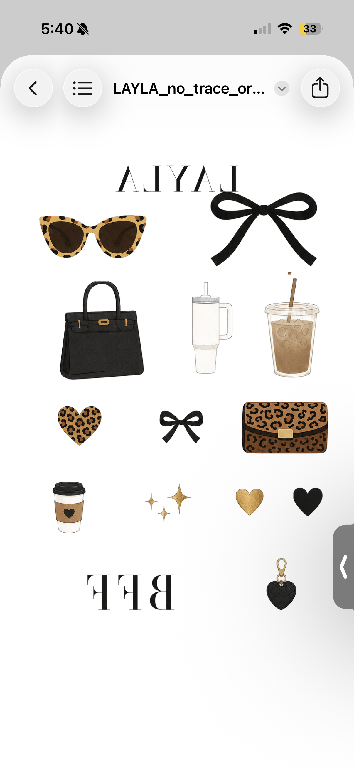 Mobile preview of the personalized fashion temporary tattoo sheet artwork