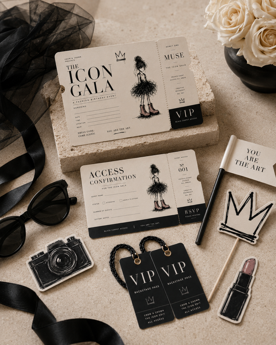 The Icon Edit printable invitation suite mockup by Crow and Crown