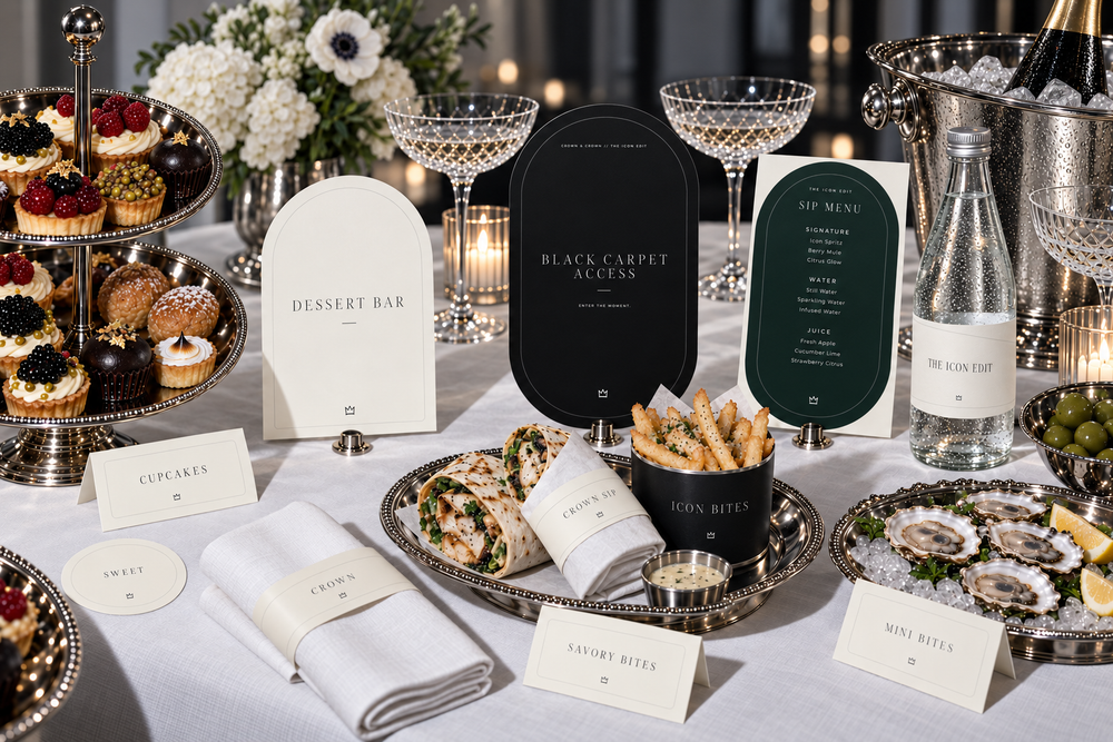 The After Dark Party complete printable party system in black, ivory and slate