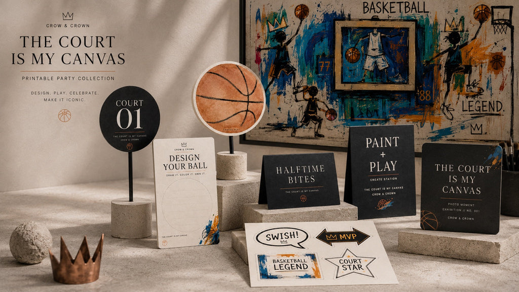 The Court Is My Canvas complete printable party collection display