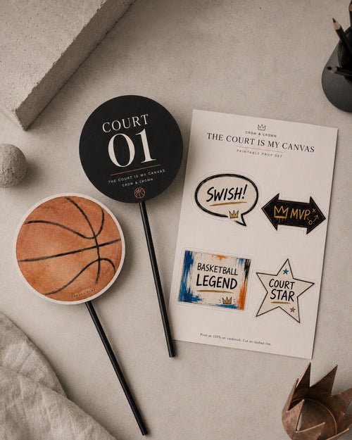 The Court Is My Canvas printable prop set and party detail pieces