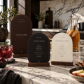 Cider Bar, Cider Menu and Seasonal Sips Thanksgiving printables with drinks on marble