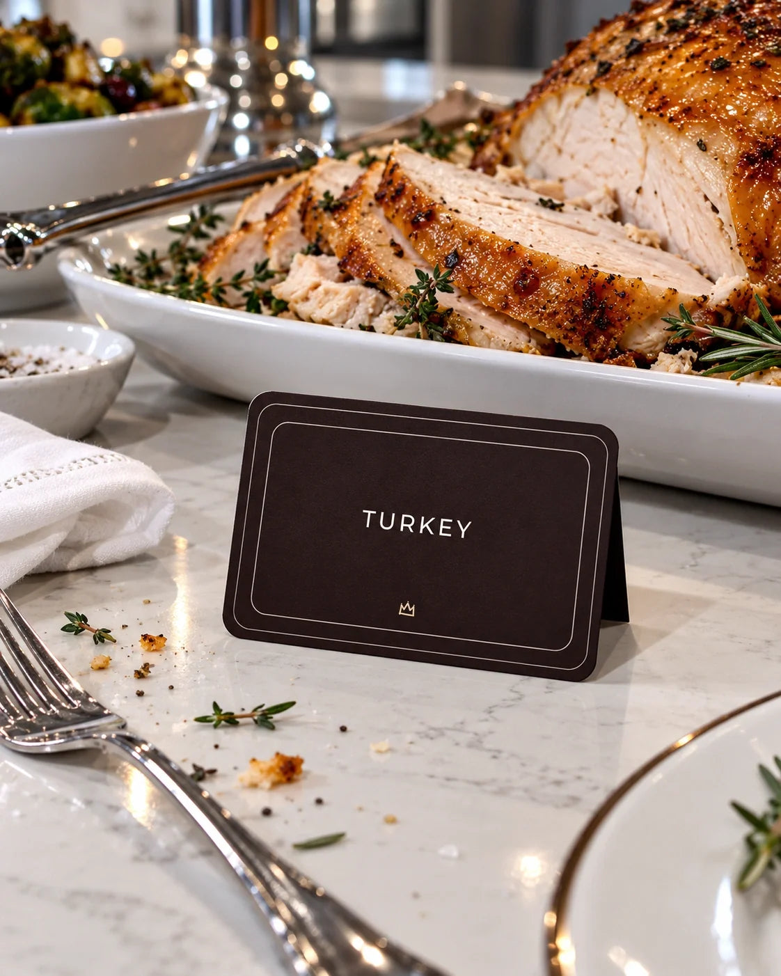 Crow & Crown thanksgiving harvest edit turkey buffet label — printable shown in use