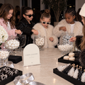 Candy Gallery fashion birthday sign with glass candy jars and favor boxes