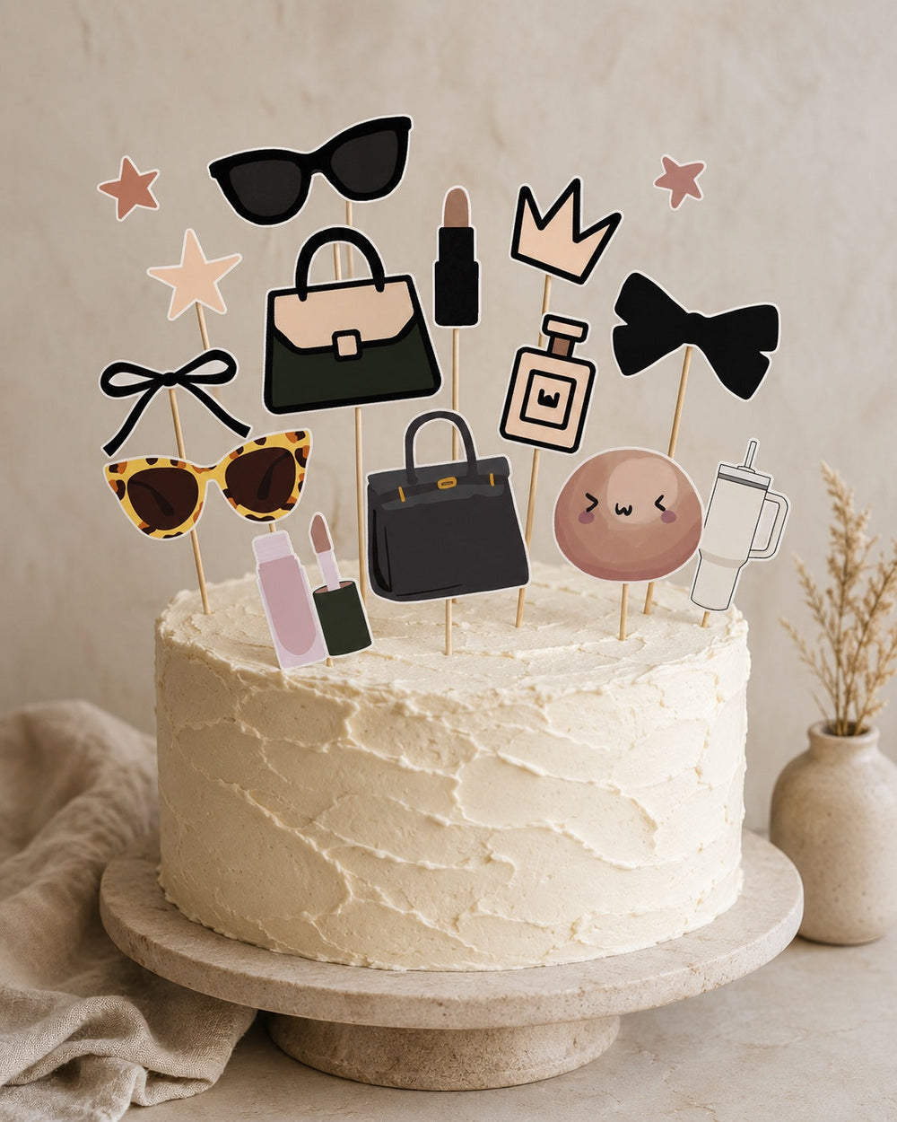 The Fashion Birthday Party printable cake topper set for the cake and dessert table bundle