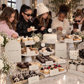 Fashion birthday dessert station with Dessert Bar printables, food cards and tiered cupcake stands