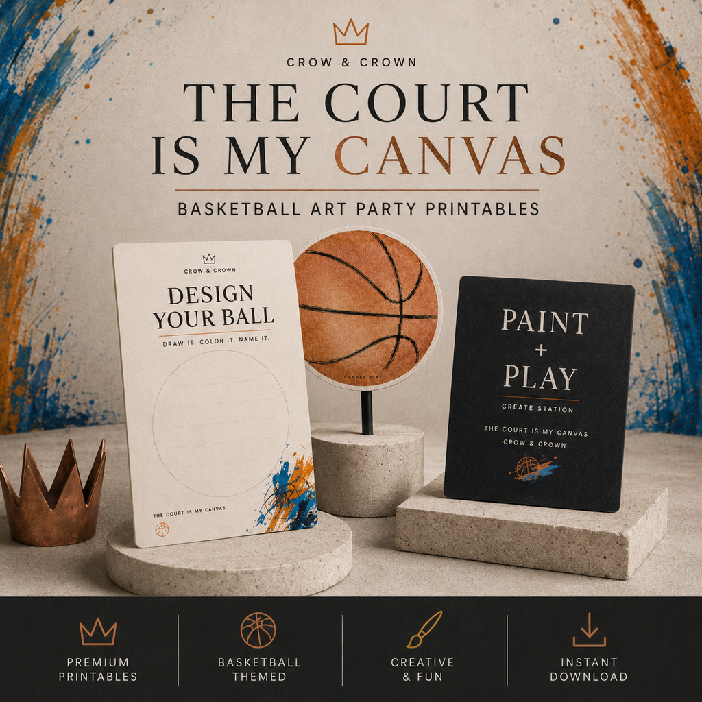 The Court Is My Canvas basketball art party printables promotional thumbnail